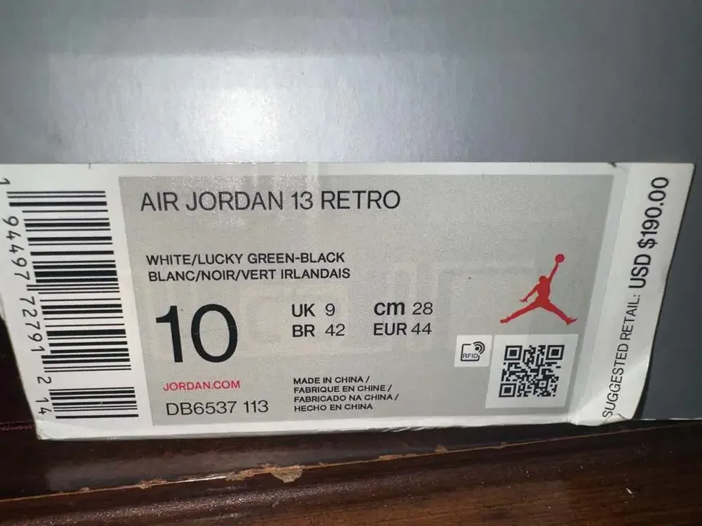 Air Jordan 13 Retro Lucky Green White Black Size 10 DB6537-113